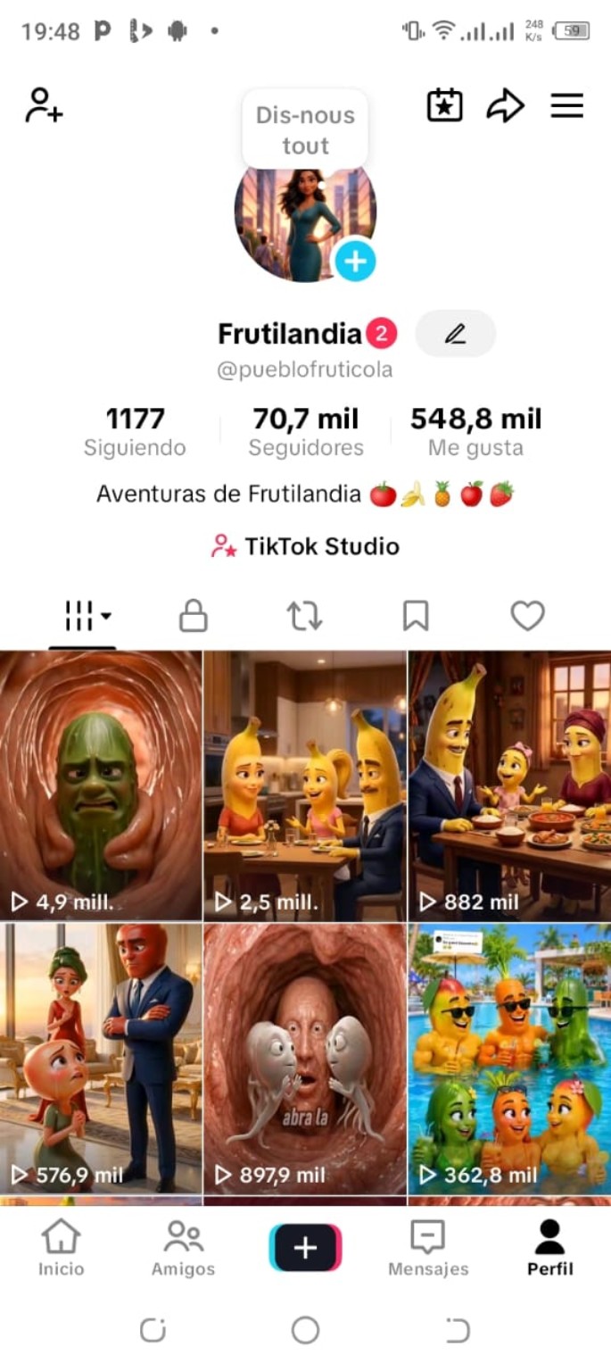 Perfil de TikTok Frutilandia